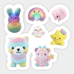 Dreamy Rainbow Kawaii Plushies Sticker Pack Sticker